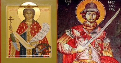 Светата великомаченичка Екатерина и Светиот великомаченик Меркуриј
